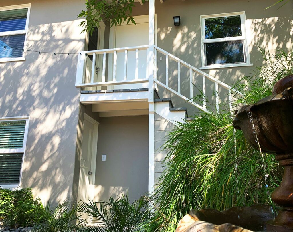 daytime view of stairway entrance to bed and breakfast