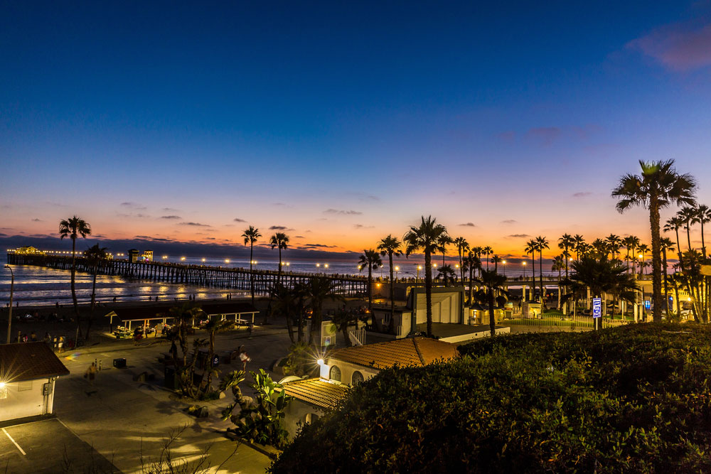 Seaport village sunset view in San Diego.