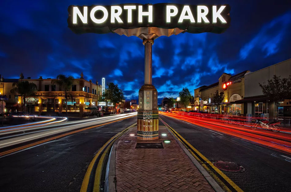 Then North Park sign welcoming visitors to this trendy neighborhood in San Diego. 
